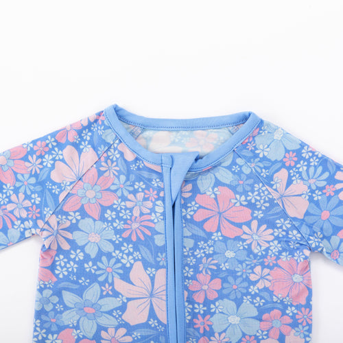 Spring Petal Party Bamboo Zipper Romper Pajamas