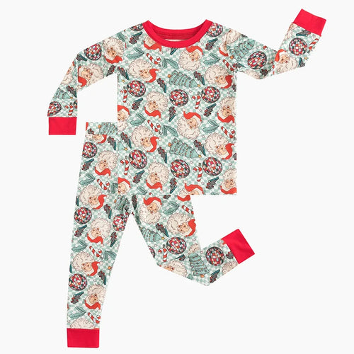 Bamboo Kids Two-Piece Set Christmas Santa Claus Plaid