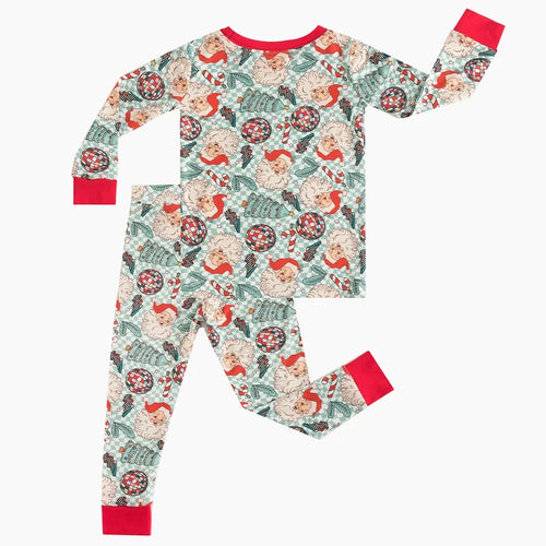 Bamboo Kids Two-Piece Set Christmas Santa Claus Plaid