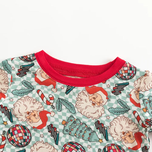 Bamboo Kids Two-Piece Set Christmas Santa Claus Plaid