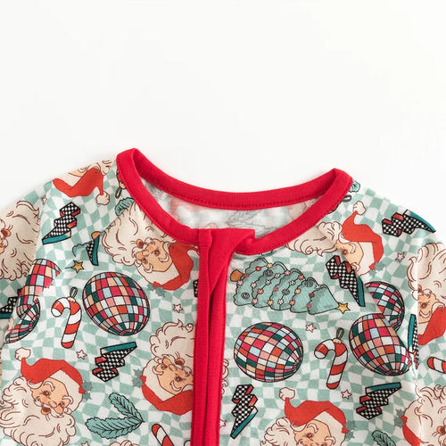 Bamboo Baby Zipper Romper Pajama Christmas Santa Claus Plaid