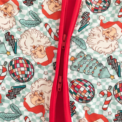 Bamboo Baby Zipper Romper Pajama Christmas Santa Claus Plaid