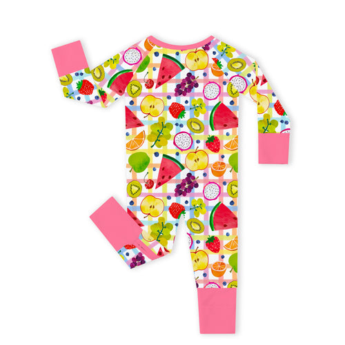 Tutti Frutti Plaid Bamboo Zipper Pajama Romper