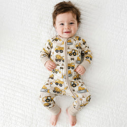 Plaid Truck Bamboo Zipper Romper Pajamas