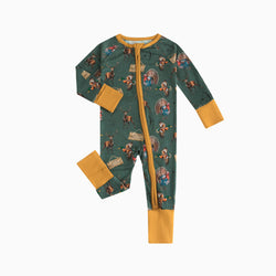 Thanksgiving peacock Baby Bamboo Zipper Romper