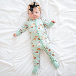 Cookies Milk Bamboo Zipper Romper Pajamas