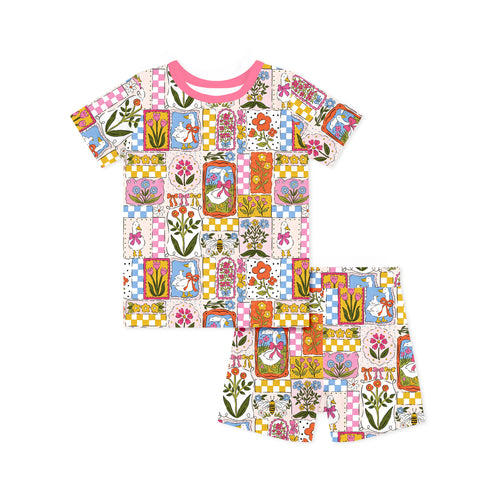 Vintage Goose Garden Kids Bamboo Two-Piece Pajama Short Sleeve Set