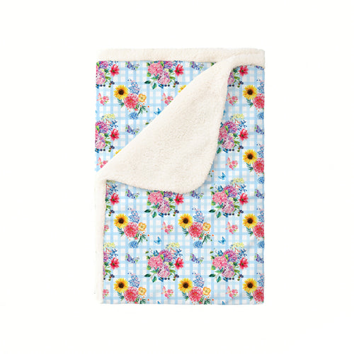 Gingham Garden Bouquet Bamboo Blanket
