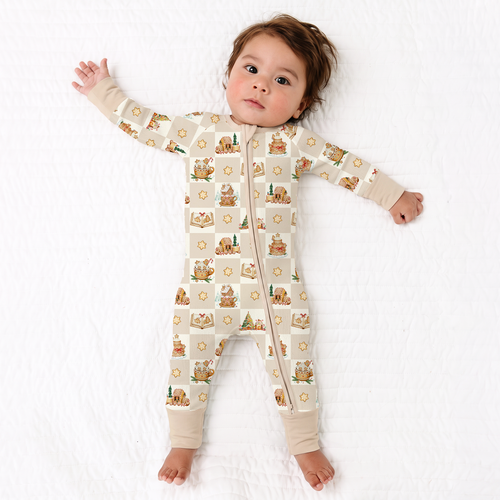 Bamboo Baby Zipper Romper Pajama Christmas Gingerbread Village