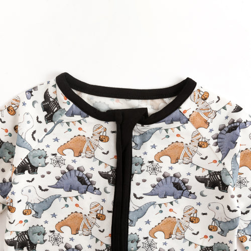 Cartoon Cute Dinosaur Baby Bamboo Zipper Romper Pajamas