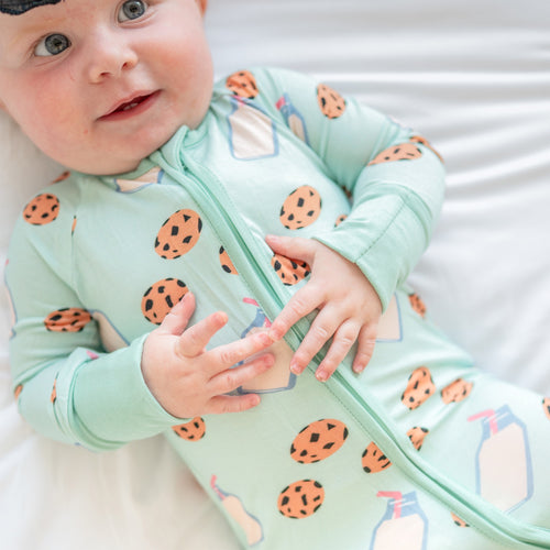 Cookies Milk Bamboo Zipper Romper Pajamas