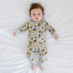 Baby Excavator Pattern Bamboo Viscose Zippy Romper