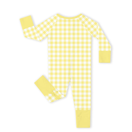 Bamboo Baby Zipper Romper Pajamas Classic Sunshine Gingham Yellow