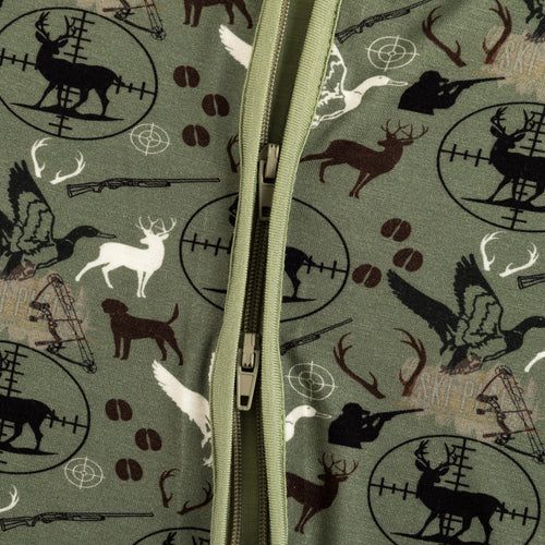 Christmas Hunting Animal Bamboo Zipper Romper