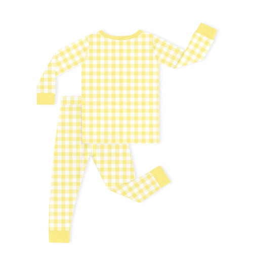 Bamboo Kids Two-Piece Pajama Set Classic Sunshine Gingham Yellow