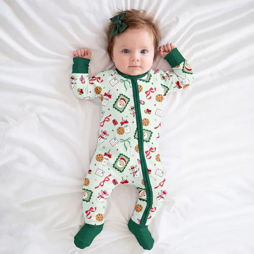 Bamboo Baby Zipper Romper Pajama Christmas Santa’s Sweet Treats