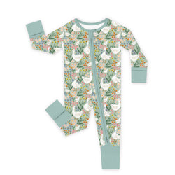 Baby Daisy Goose Garden Meadow Floral Bamboo Zipper Romper Pajamas