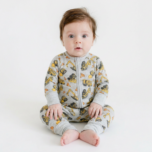 Baby Excavator Pattern Bamboo Viscose Zippy Romper