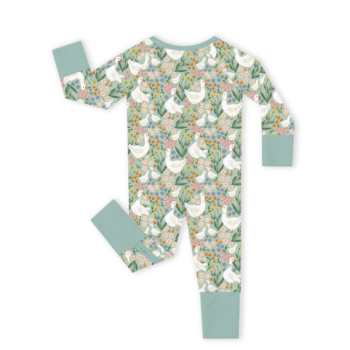 Baby Daisy Goose Garden Meadow Floral Bamboo Zipper Romper Pajamas