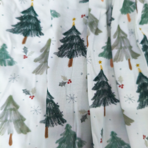 Christmas Tree Green Bamboo Zipper Romper Pajamas