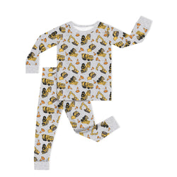 Excavator Pattern Kids Bamboo Two-Piece Pajama Set