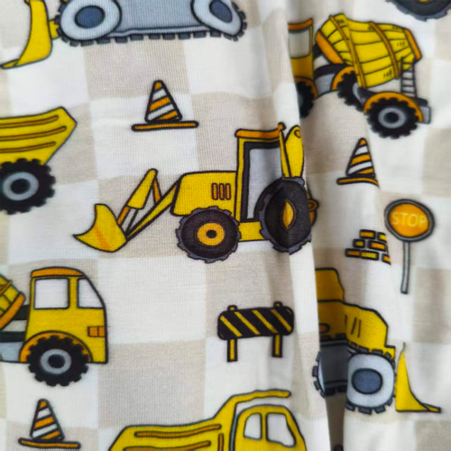 Plaid Truck Bamboo Zipper Romper Pajamas