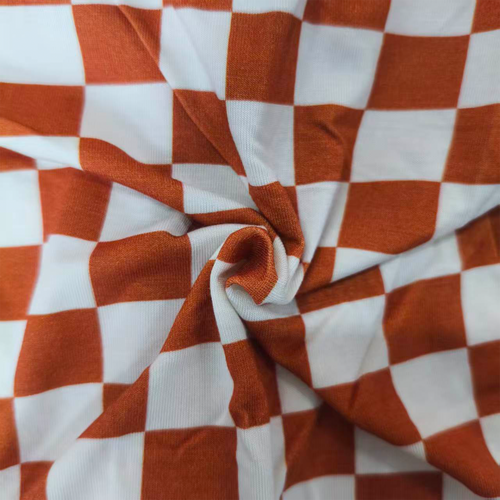 Orange Checkerboard Design Bamboo Zipper Romper Pajamas