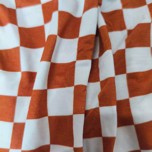 Orange Checkerboard Design Bamboo Zipper Romper Pajamas