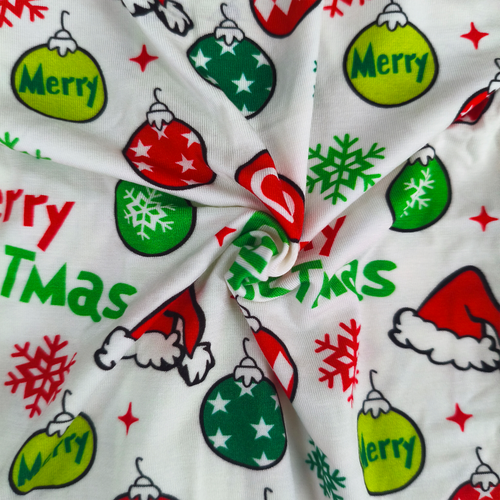 Merry Christmas Snowflake Baby Bamboo Zipper Romper Pajamas