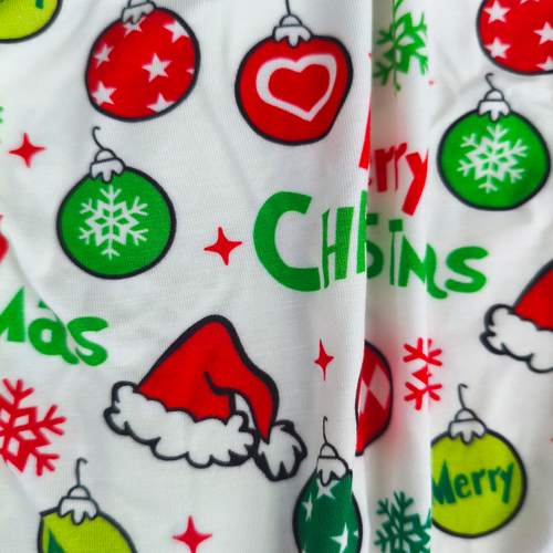 Merry Christmas Snowflake Baby Bamboo Zipper Romper Pajamas