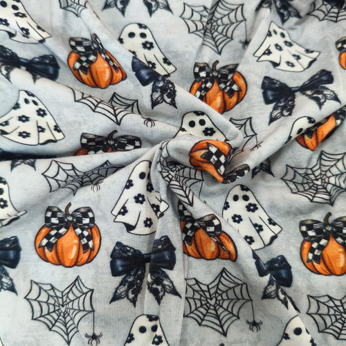 Halloween Pumpkin Bow Baby Bamboo Zipper Romper Pajamas