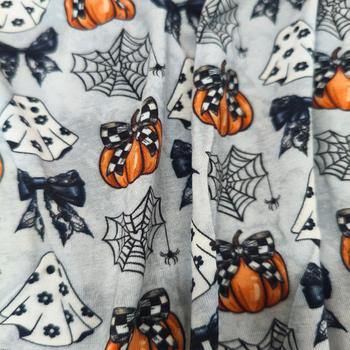 Halloween Pumpkin Bow Baby Bamboo Zipper Romper Pajamas