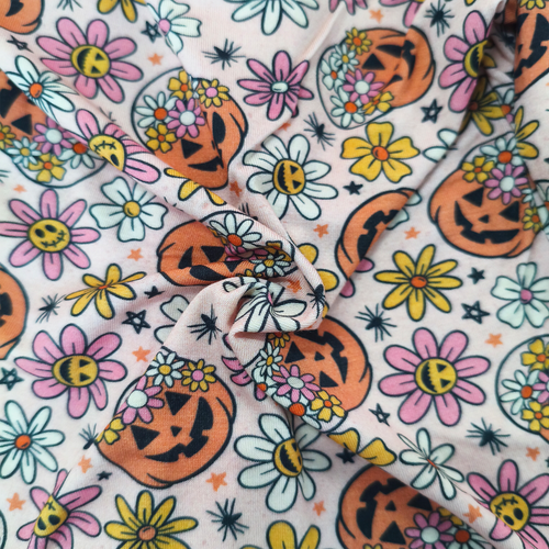 Halloween Pumpkins Flowers Baby Bamboo Zipper Romper Pajamas