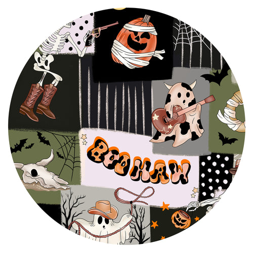 Halloween Western Cowboy Patchwork Baby Bamboo Zipper Pajama Romper