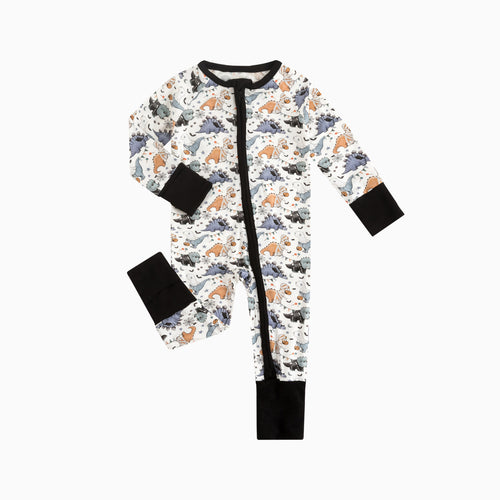 Cartoon Cute Dinosaur Baby Bamboo Zipper Romper Pajamas
