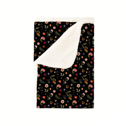 Midnight Wildflower Floral Fantasy Bamboo Blanket