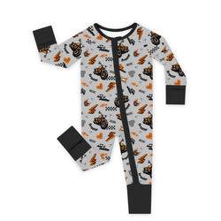 Baby Vintage Motorcycle Braaap Bamboo Zipper Pajama Romper