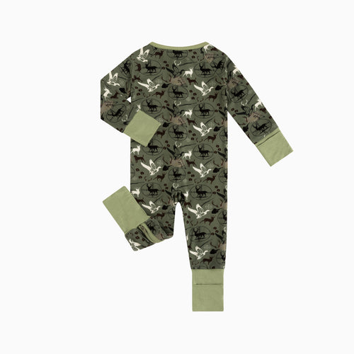 Bamboo Baby Zipper Romper Pajama Christmas Hunting Animal