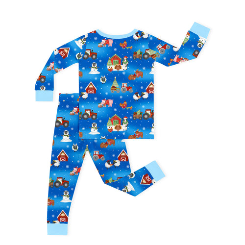 Bamboo Kids Two-Piece Pajama Set Christmas Western Barnyard Animals