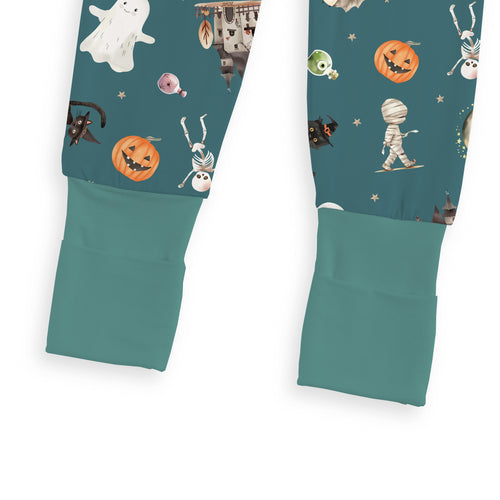 Halloween Spooky Ghost Pumpkin Patch Baby Bamboo Zipper Pajama Romper