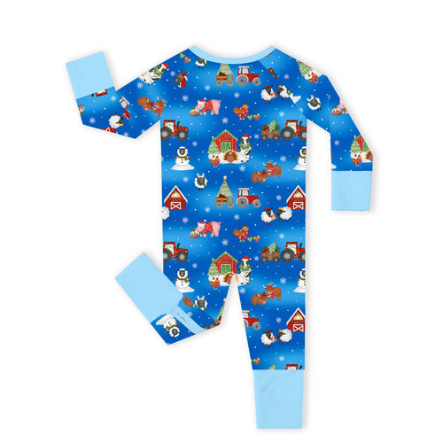Bamboo Baby Zipper Romper Pajama Christmas Western Barnyard Animals