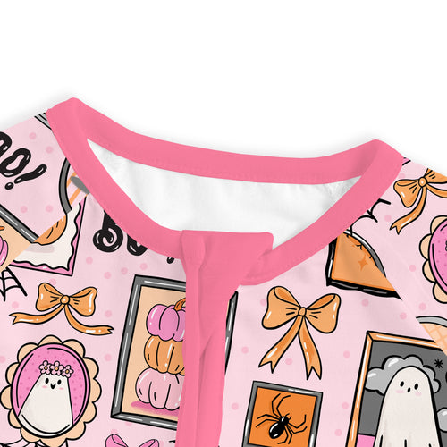 Halloween Pink Spooky Gallery Baby Bamboo Zipper Pajama Romper