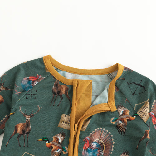 Thanksgiving peacock Baby Bamboo Zipper Romper