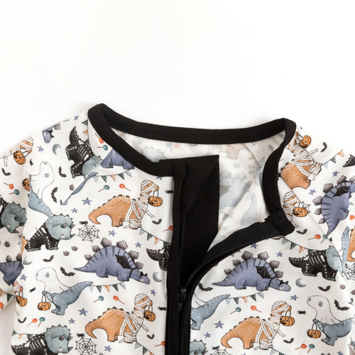 Cartoon Cute Dinosaur Baby Bamboo Zipper Romper Pajamas