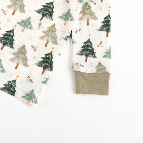Bamboo Kids Two-Piece Pajama Set Christmas Tree Green