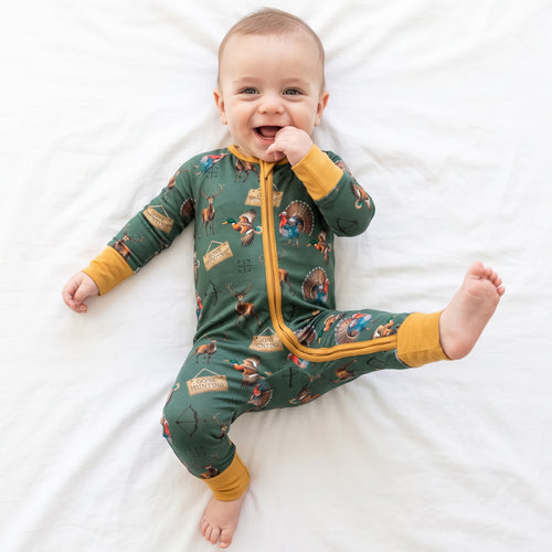 Thanksgiving peacock Baby Bamboo Zipper Romper