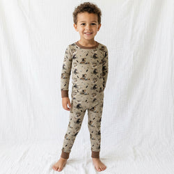 Thatched Cottage and Rural Dog Kids Bamboo Two-Piece Pajama Set