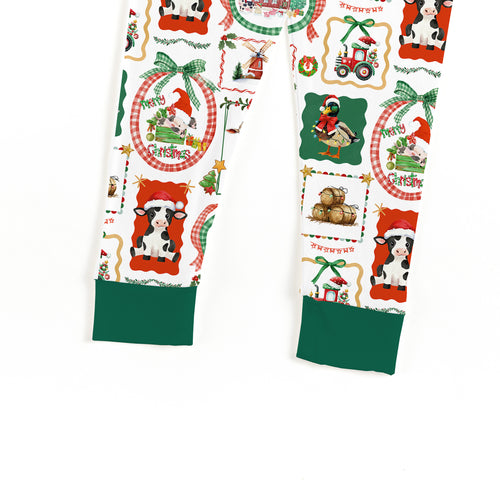 Bamboo Kids Two-Piece Pajama Set Christmas Farm Animals