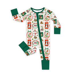 Bamboo Baby Zipper Romper Pajama Christmas Farm Animals