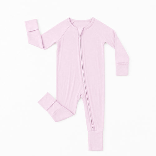 Baby Soft Pink Solid Bamboo Zipper Romper Pajamas